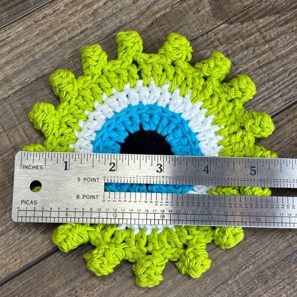 Evil Eye Halloween Monster Coasters Cup Mug Cotton Set of 4 Handcrafted Crochet - Picture 6 of 15